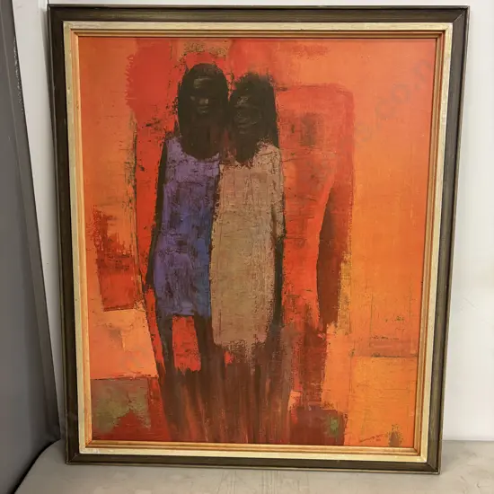 Framed Bernhard Rust Print titled "Two Girls". 68 x 58cm