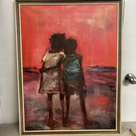 Framed Hugh Sawrey Print titled "The Children of the Never Never" 62 x 81cm