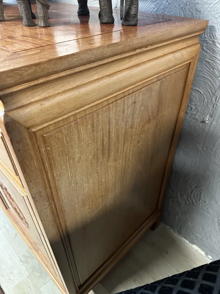 Natural Finish Rosewood Chinese Longevity Sideboard. H8.5 W182.5 D48cm Image 1++