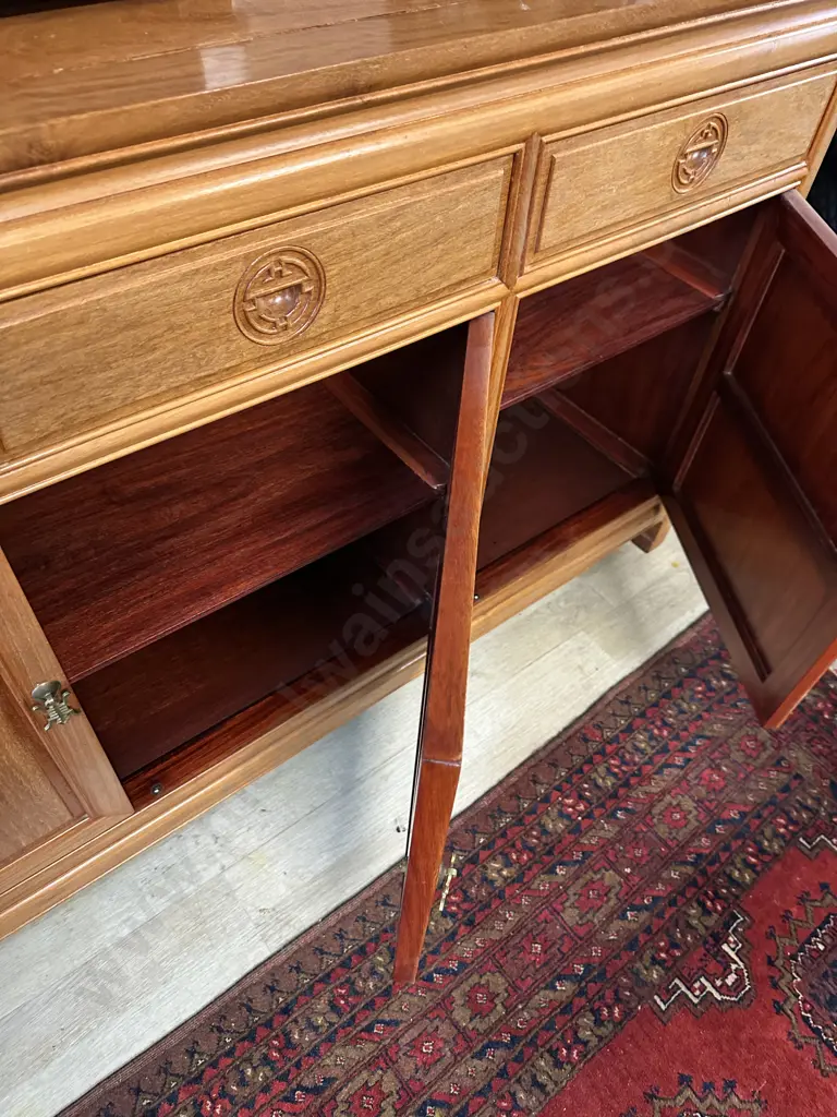 Natural Finish Rosewood Chinese Longevity Sideboard. H8.5 W182.5 D48cm Image 1++