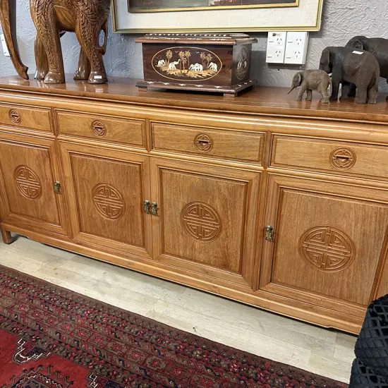 Natural Finish Rosewood Chinese Longevity Sideboard. H8.5 W182.5 D48cm