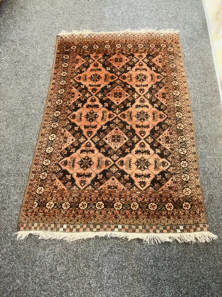 Vintage Persian Rug, Black & Terracotta Colours. 123 x 195cm Image 1++