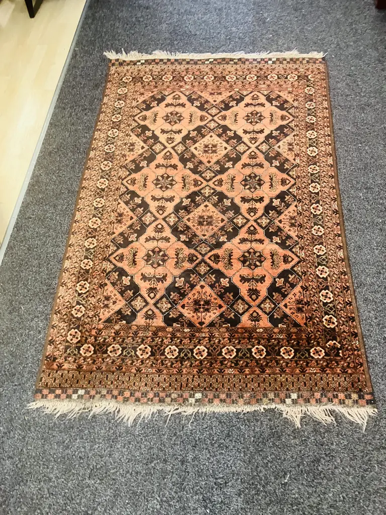 Vintage Persian Rug, Black & Terracotta Colours. 123 x 195cm Image 1++