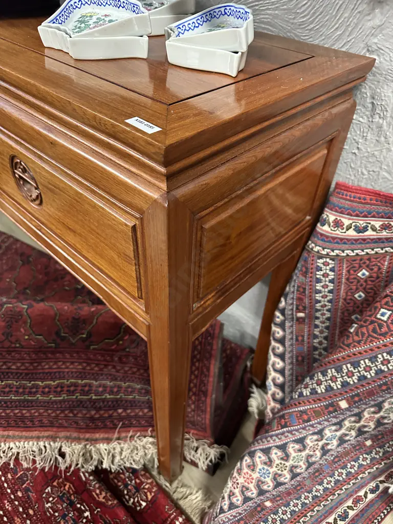 Natural Finish Rosewood Chinese Longevity Console Table. 2 Drawers H76 W106.5 D35.5cm Image 1++