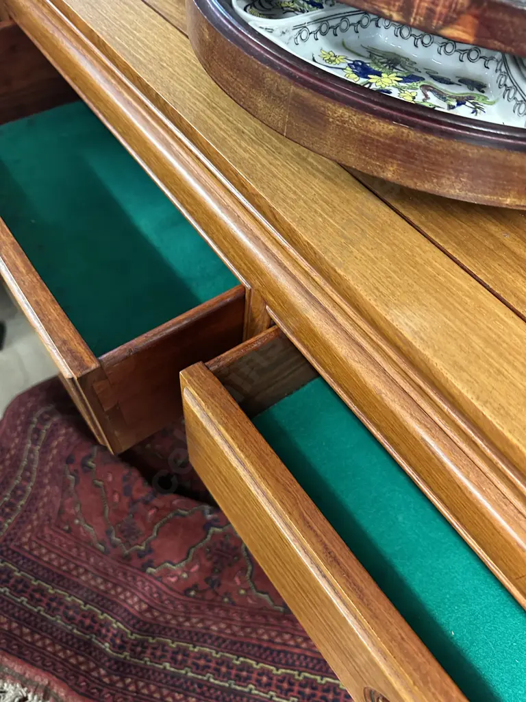 Natural Finish Rosewood Chinese Longevity Console Table. 2 Drawers H76 W106.5 D35.5cm Image 1++