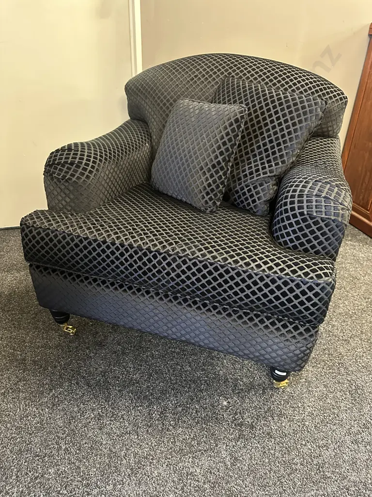 Danske Mobler Black Lounge Chair, Brass Castors And Scatter Cushions Image 1++