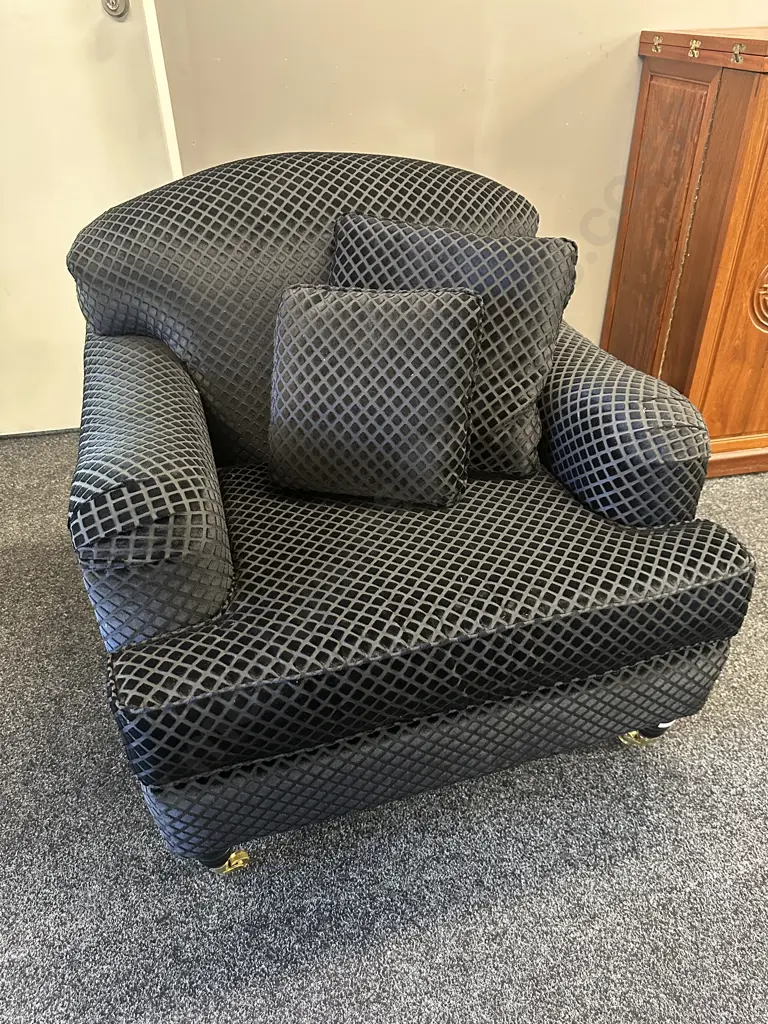 Danske Mobler Black Lounge Chair, Brass Castors And Scatter Cushions Image 1++