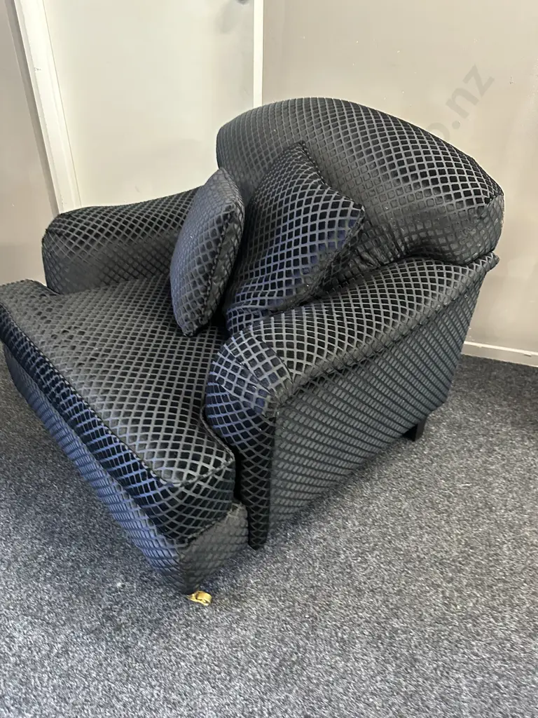 Danske Mobler Black Lounge Chair, Brass Castors And Scatter Cushions Image 1++