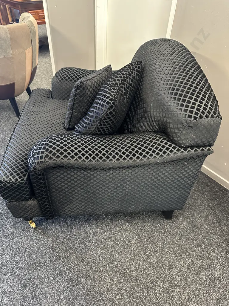Danske Mobler Black Lounge Chair, Brass Castors And Scatter Cushions Image 1++