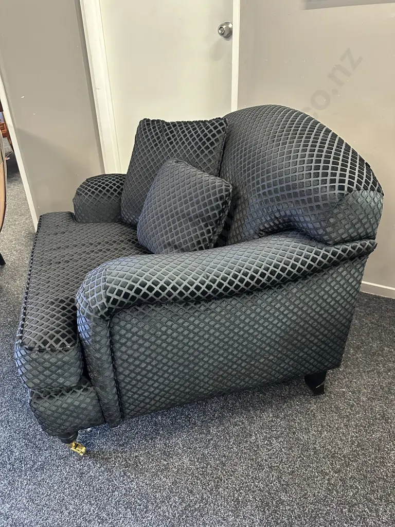 Danske Mobler Black Lounge Chair, Brass Castors And Scatter Cushions Image 1++