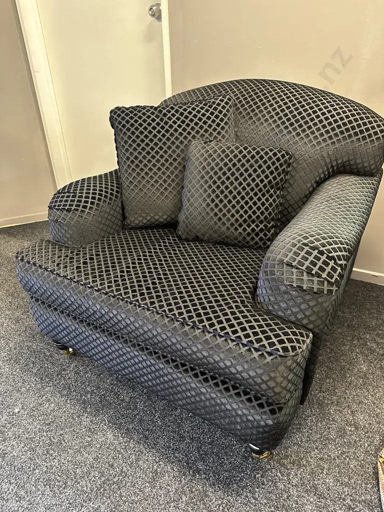 Danske Mobler Black Lounge Chair, Brass Castors And Scatter Cushions Image 1++