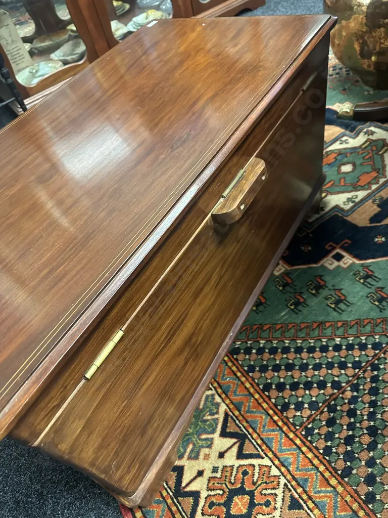 Rosewood Brass Bound Chest With 2 Inner Trays, Solid Brass Fittings. H48 W92 D48cm Image 1++