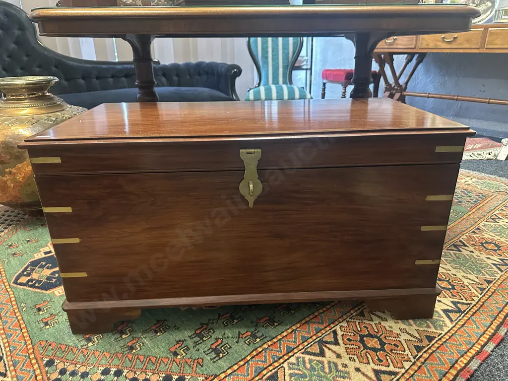 Rosewood Brass Bound Chest With 2 Inner Trays, Solid Brass Fittings. H48 W92 D48cm Image 1++