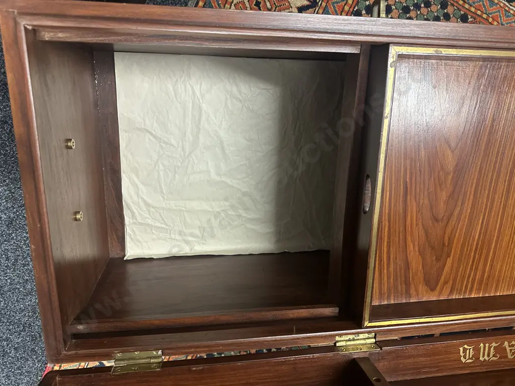 Rosewood Brass Bound Chest With 2 Inner Trays, Solid Brass Fittings. H48 W92 D48cm Image 1++