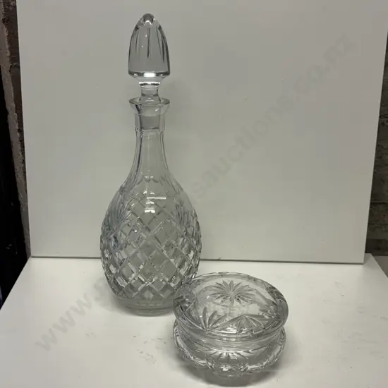Crystal Decanter with lidded Trinket Box