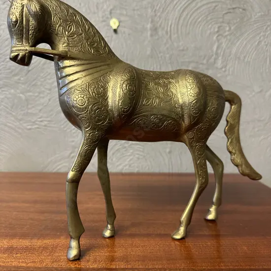 Vintage Brass Horse Sculpture Figurine H25,W29cm.