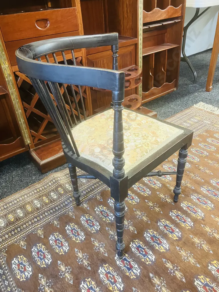 c1900 Antique Arts & Crafts Ebonized Corner Chair Image 1++