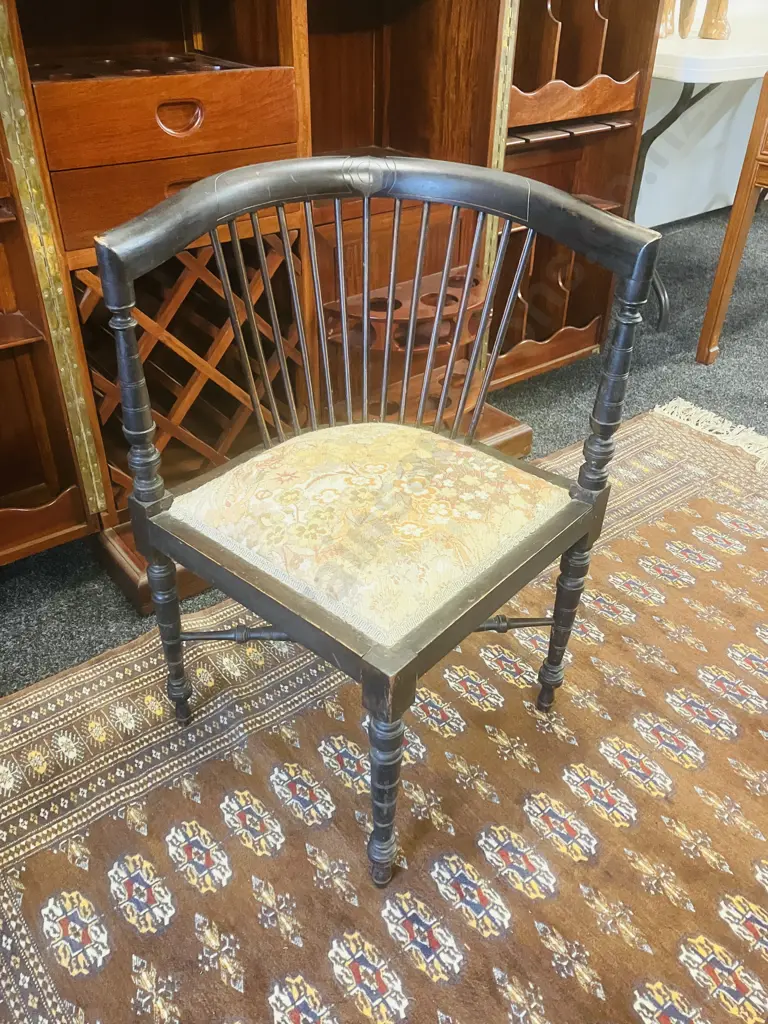 c1900 Antique Arts & Crafts Ebonized Corner Chair Image 1++
