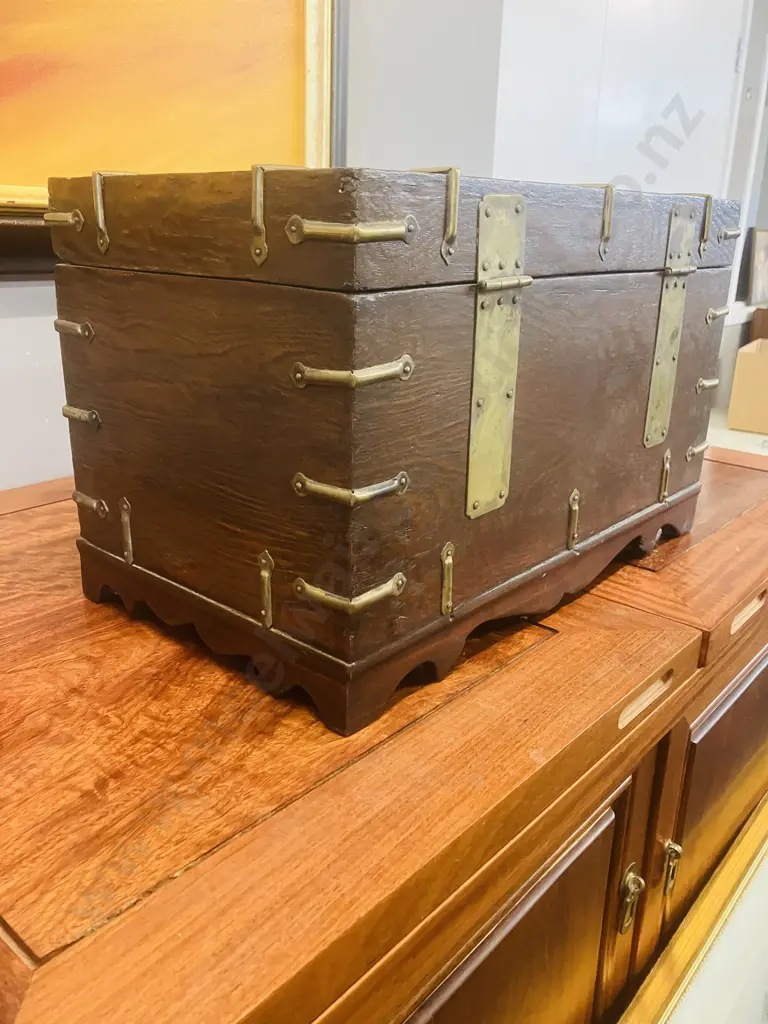 Vintage Chinese Document Box Chest With Lock. H25 W41 D23.5cm Image 1++