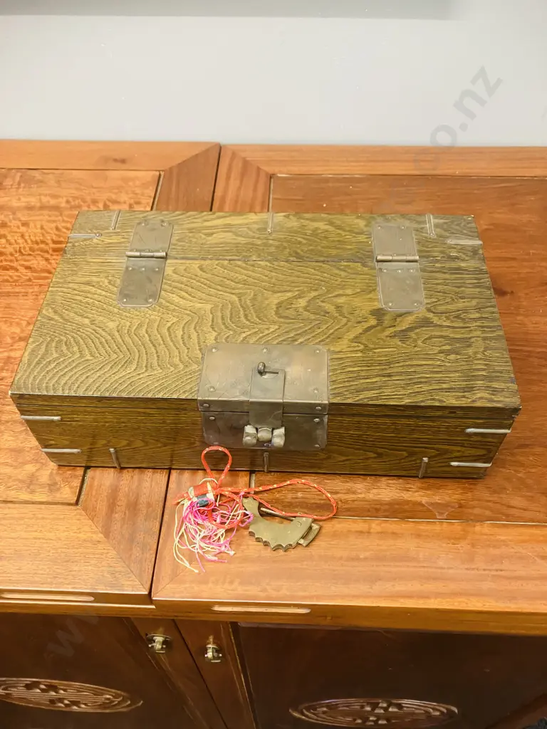 Vintage Chinese Money or Tea Box With Lock. HH10 W33.5 D19.5cm Image 1++