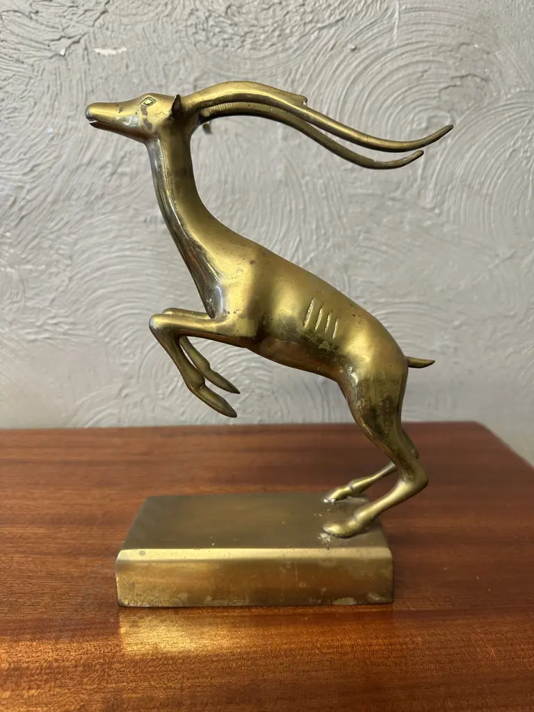 Vintage Brass Leaping Gazele Sculpture Figurine  Image 1++