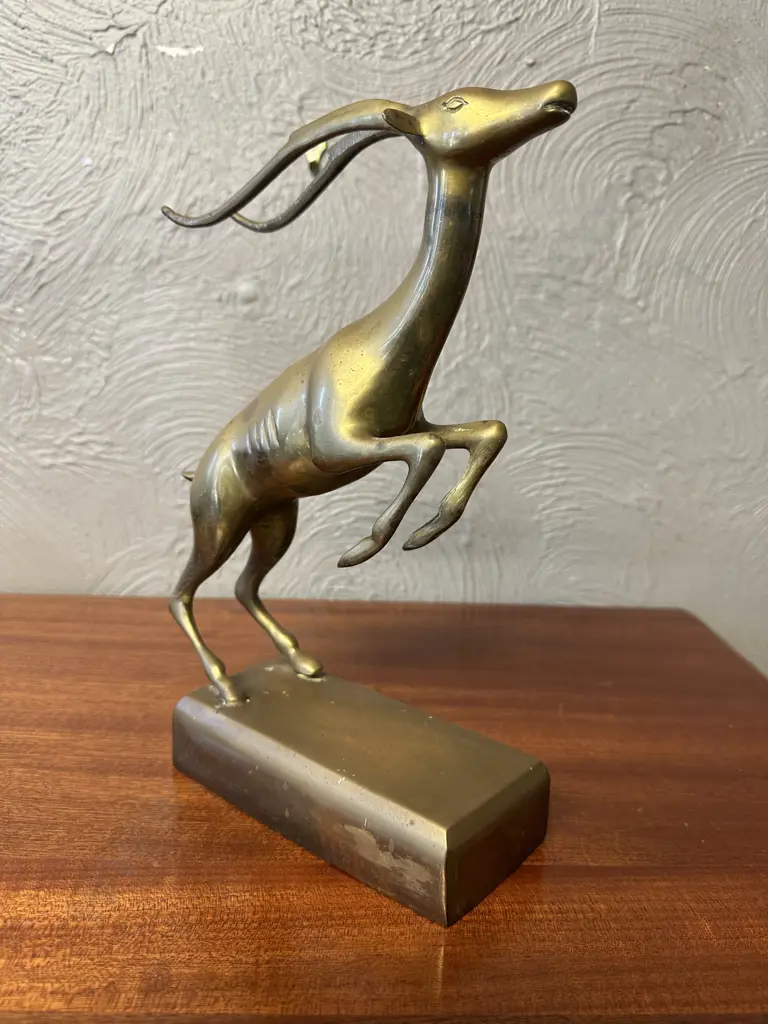 Vintage Brass Leaping Gazele Sculpture Figurine  Image 1++