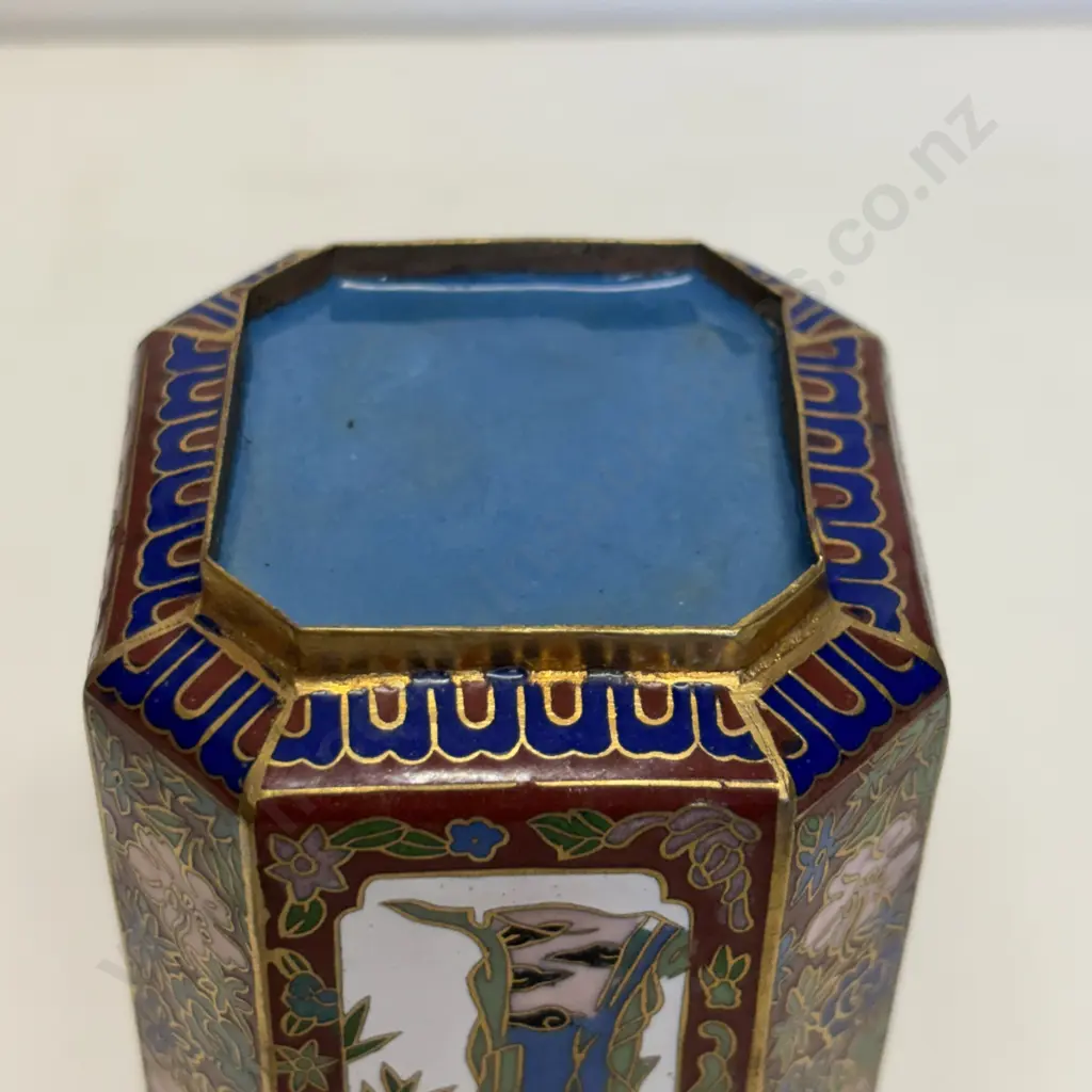Cloisonne Octagonal Vase. H11cm Image 1++
