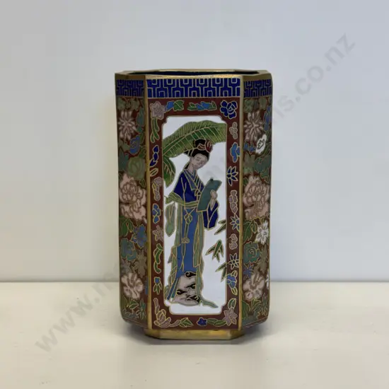 Cloisonne Octagonal Vase. H11cm