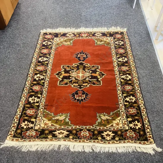 Vintage Persian Rug, Terracotta & Black. 137 x 180cm