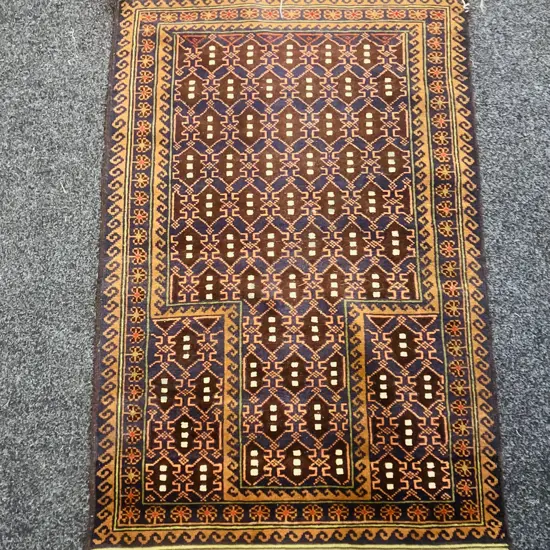 Persian Rug - Browns / Blues / Cream. 88 x 134cm