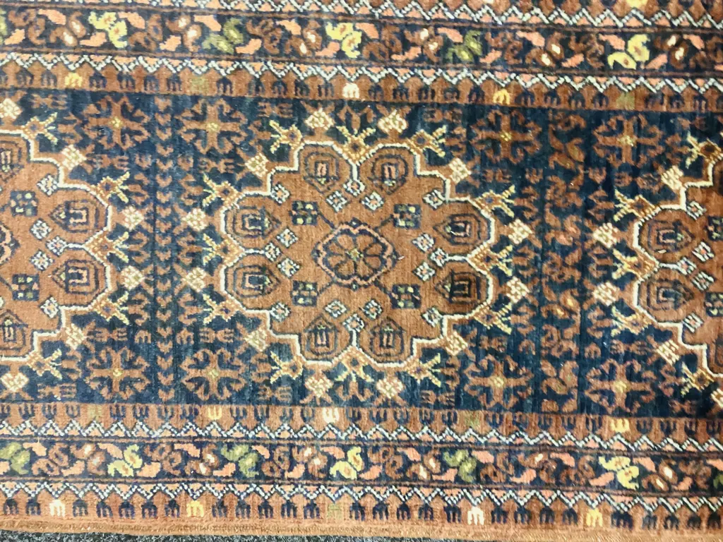 Hand-Knotted Afghan Persian Rug Runner, Browns / Blues. 56 x 186cm Image 1++