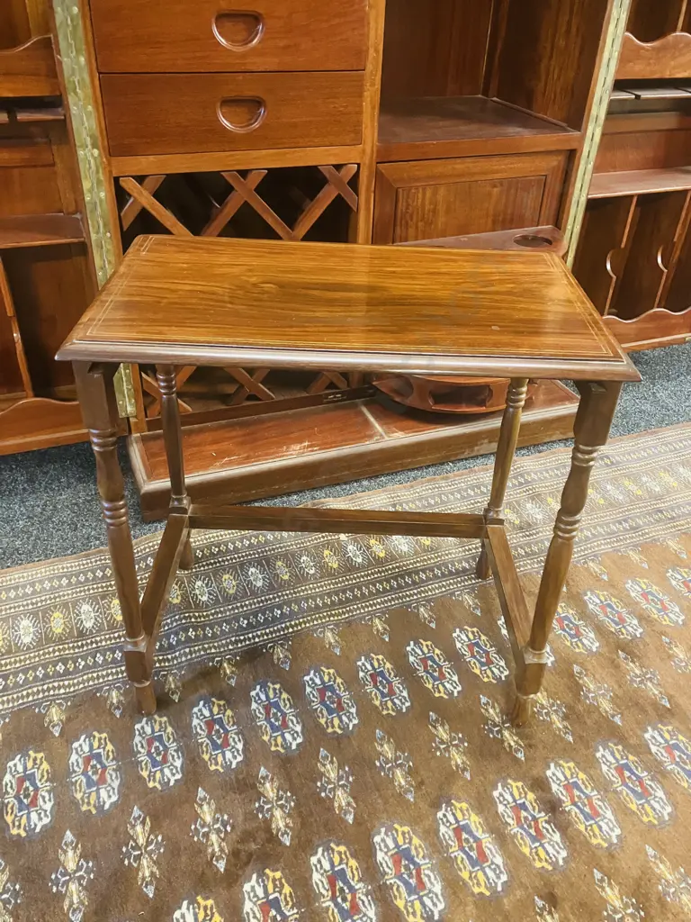 Rosewood Side Table With Brass Inlay. H54 W53.5 D33cm Image 1++