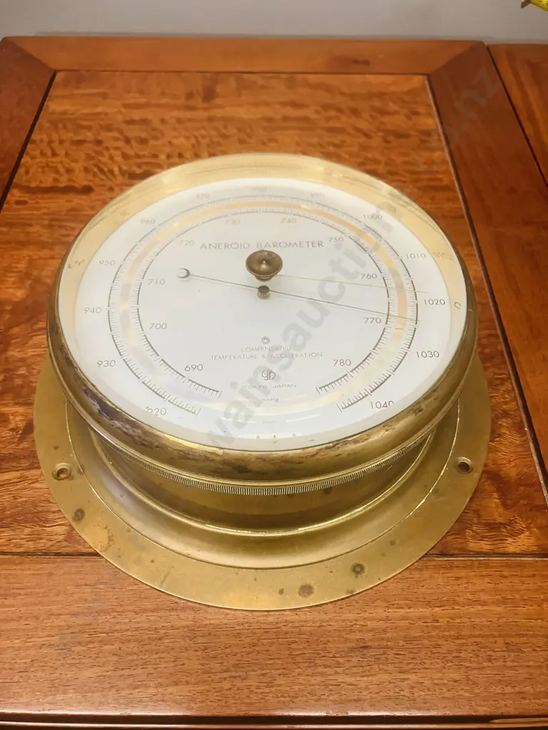 Vintage 1960's YANAGI Tokyo Japanese  Brass Nautical Ships Aneroid Barometer Image 1++