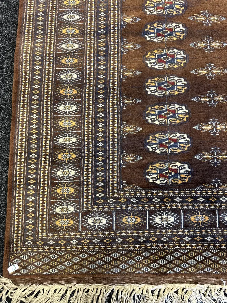 Vintage Turkish Floor Rug Brown, Red & Blue Tones Image 1++