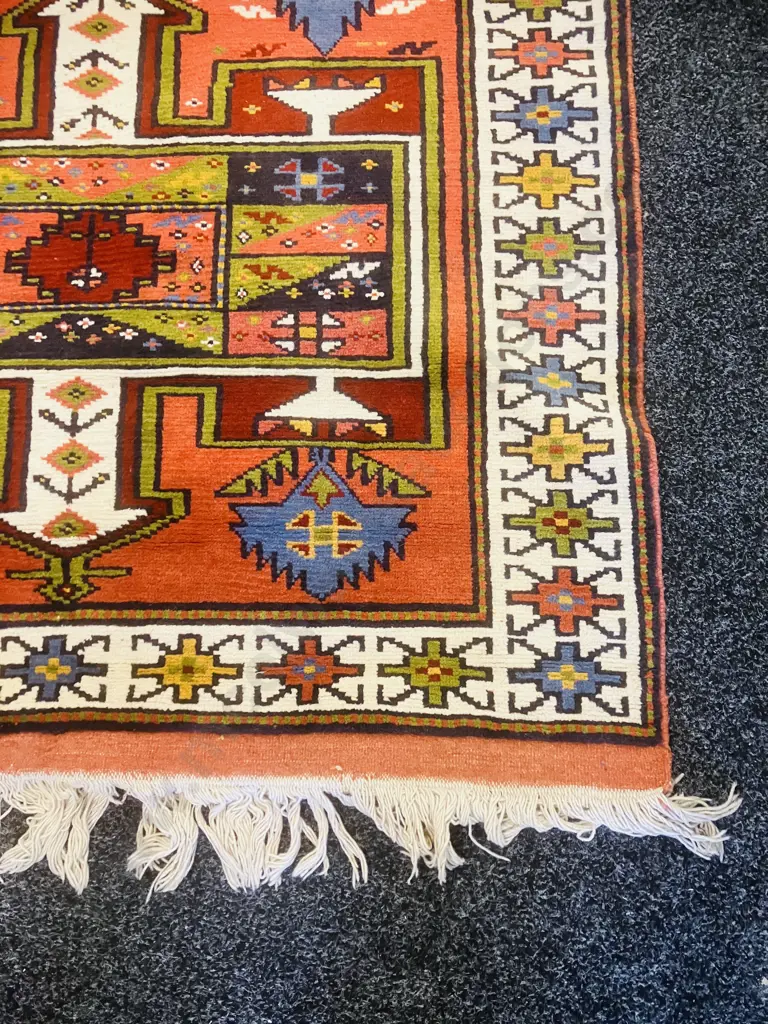 Vintage Hand Knotted Kazak Turkish Rug. 113 x 180cm Image 1++