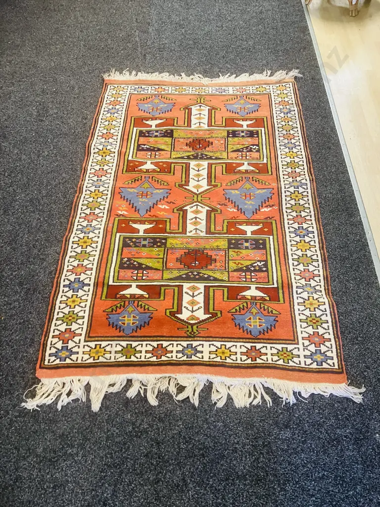 Vintage Hand Knotted Kazak Turkish Rug. 113 x 180cm Image 1++