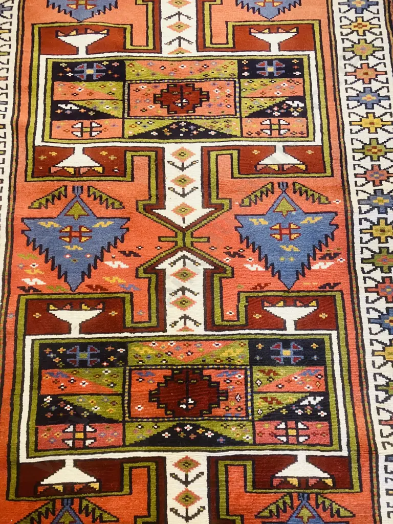 Vintage Hand Knotted Kazak Turkish Rug. 113 x 180cm Image 1++
