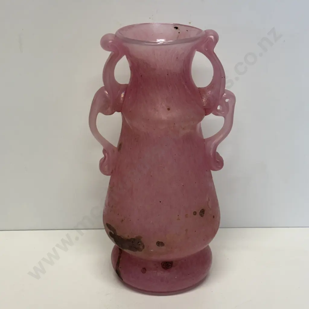 Vintage Murano Scavo? Hand blown Art Glass Vase, double handled. Pontil on base. H23.5cm Image 1++