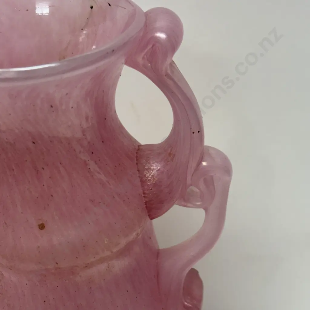 Vintage Murano Scavo? Hand blown Art Glass Vase, double handled. Pontil on base. H23.5cm Image 1++