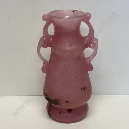 Vintage Murano Scavo? Hand blown Art Glass Vase, double handled. Pontil on base. H23.5cm