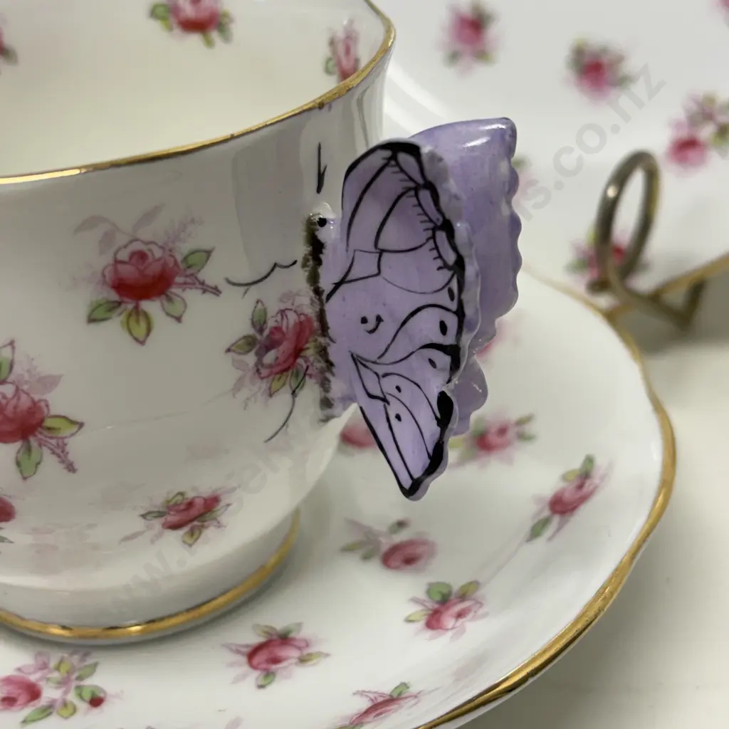 Rare Royal Albert Butterfly Handled trio Image 1++