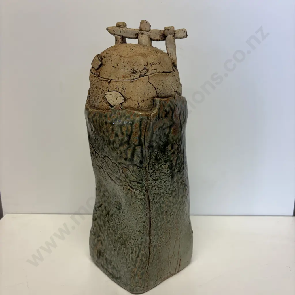 George Kojis Otamatea Platform Series Art Stoneware Lidded Vessel. Signed Image 1++