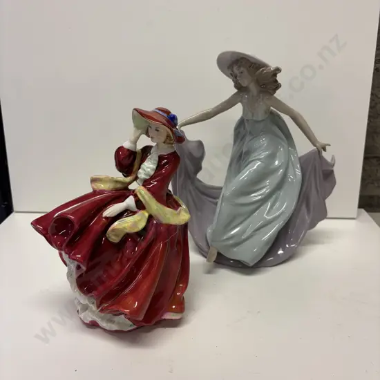 Two Lady Figurines - Royal Doulton and Lladro (both af)