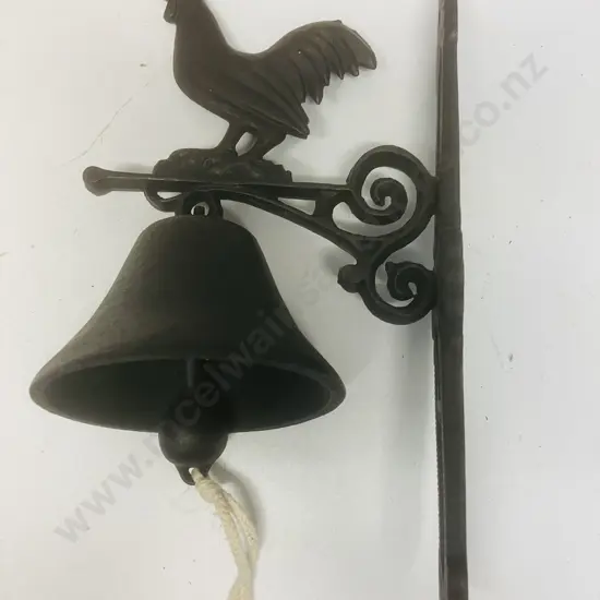 Black Rooster Cast Iron Bell - Wall Mount. 36 x 19cm