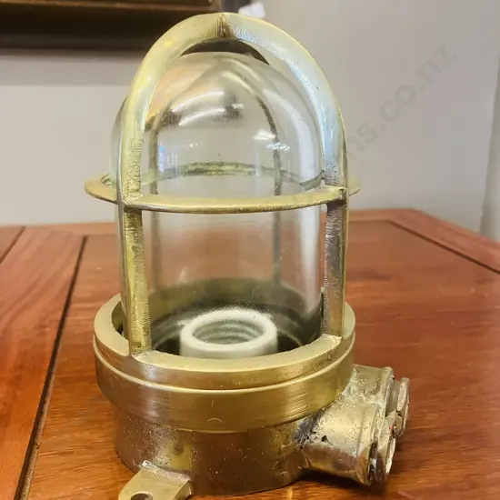 Vintage Brass Ship Passageway Light. 16 x 10cm