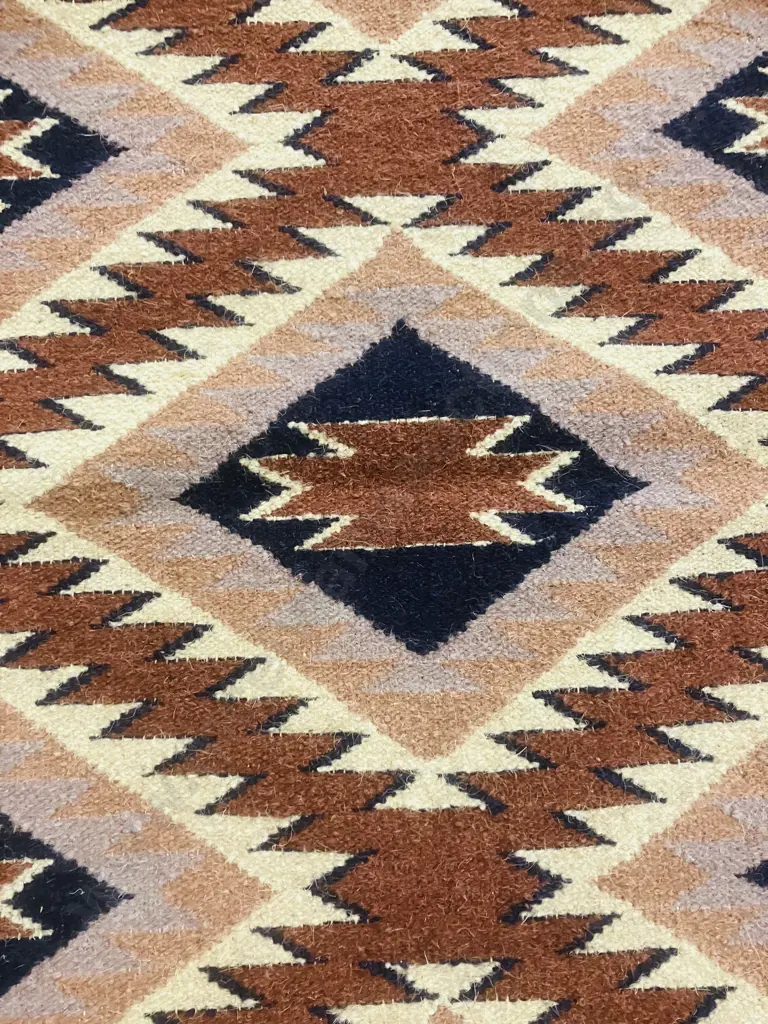Floor Rug - Blues / Browns / Cream Tones. 95 x 150cm Image 1++