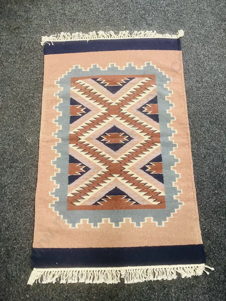 Floor Rug - Blues / Browns / Cream Tones. 95 x 150cm Image 1++