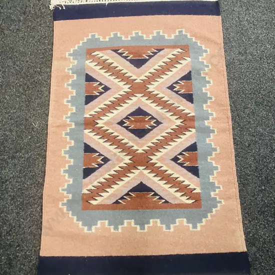 Floor Rug - Blues / Browns / Cream Tones. 95 x 150cm