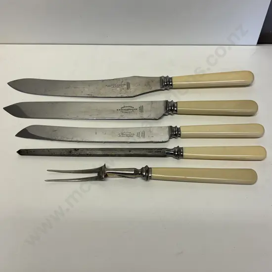 Vintage Assortment of Knives and Carving Utensils with Bone? handles