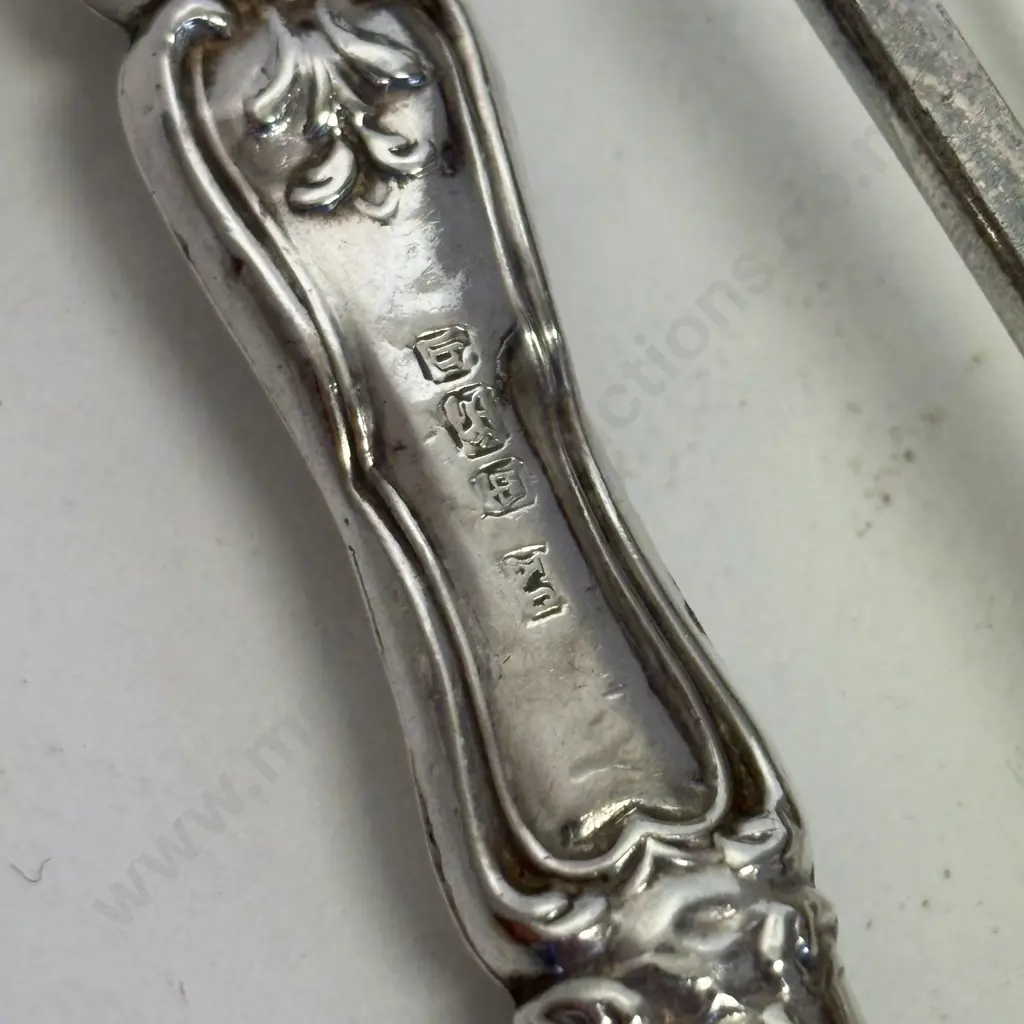 EP Silver tongs x 2 with fork (hallmarked handle as shown) Image 1++